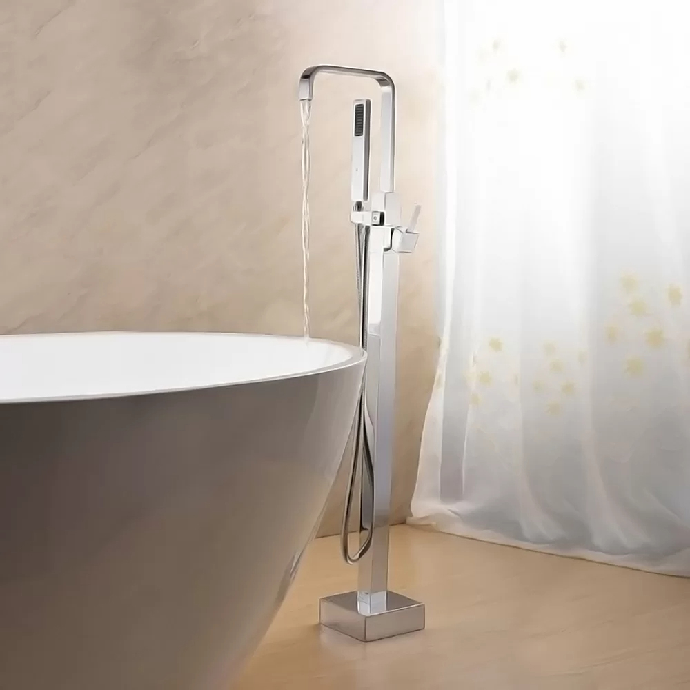 Rubinetto per doccia con rubinetto per vasca da bagno montato a pavimento USA Rubinetto per vasca in ottone con maniglia singola