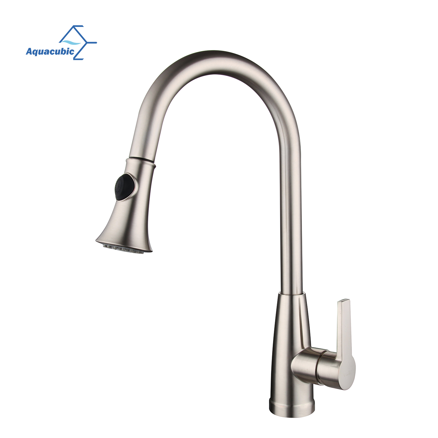 Aquacubic cUPC NSF Design moderno certificato a basso contenuto di piombo Elegante rubinetto da cucina con acqua abbassabile con collo a molla