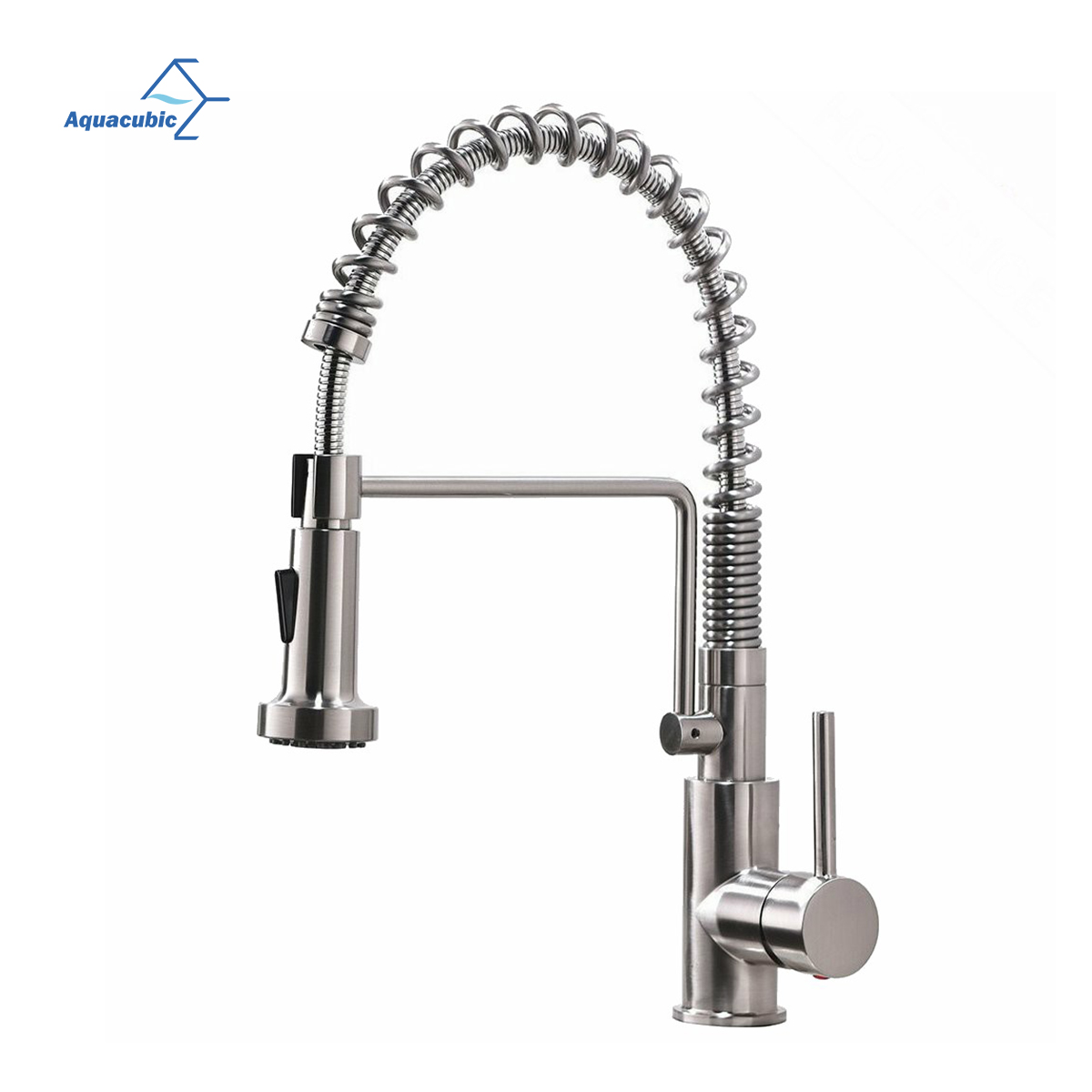 Rubinetto da cucina estraibile per lavabo moderno lucido Aquacubic Unique cUPC CEC