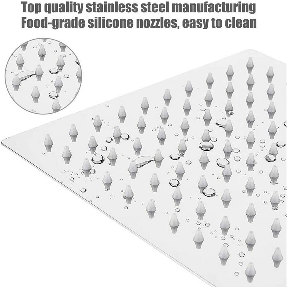 Soffione doccia a pioggia quadrato per bagno con design ultrasottile in acciaio inossidabile spazzolato nichel 304 a risparmio idrico