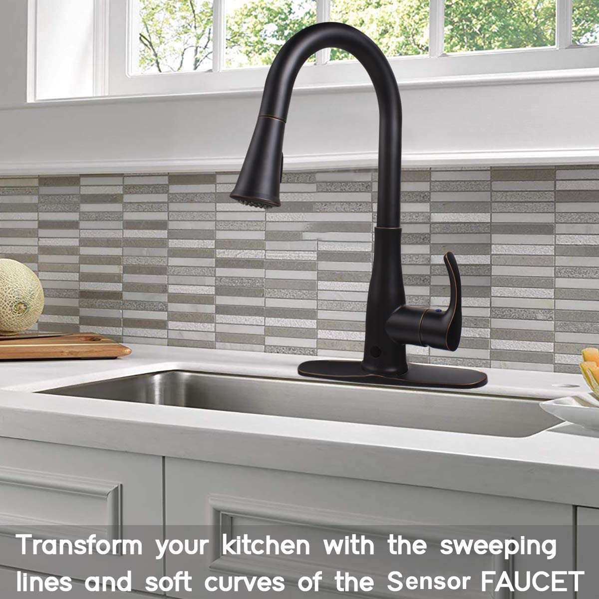 Aquacubic cUPC Rubinetti da cucina touchless Sensore di movimento Rubinetto per lavello da cucina automatico con spruzzatore a 2 funzioni