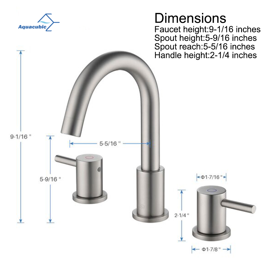 Rubinetto da bagno Aquacubic a due maniglie ad arco alto diffuso in nichel spazzolato con scarico a scomparsa e linee di alimentazione