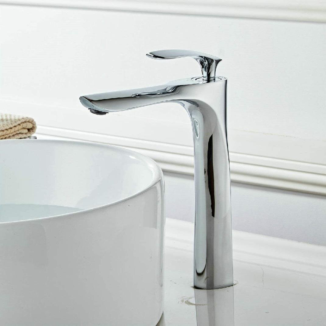 Aquacubic cUPC standard Miscelatore lavabo da appoggio alto Rubinetti per lavabo da bagno in ottone curvo