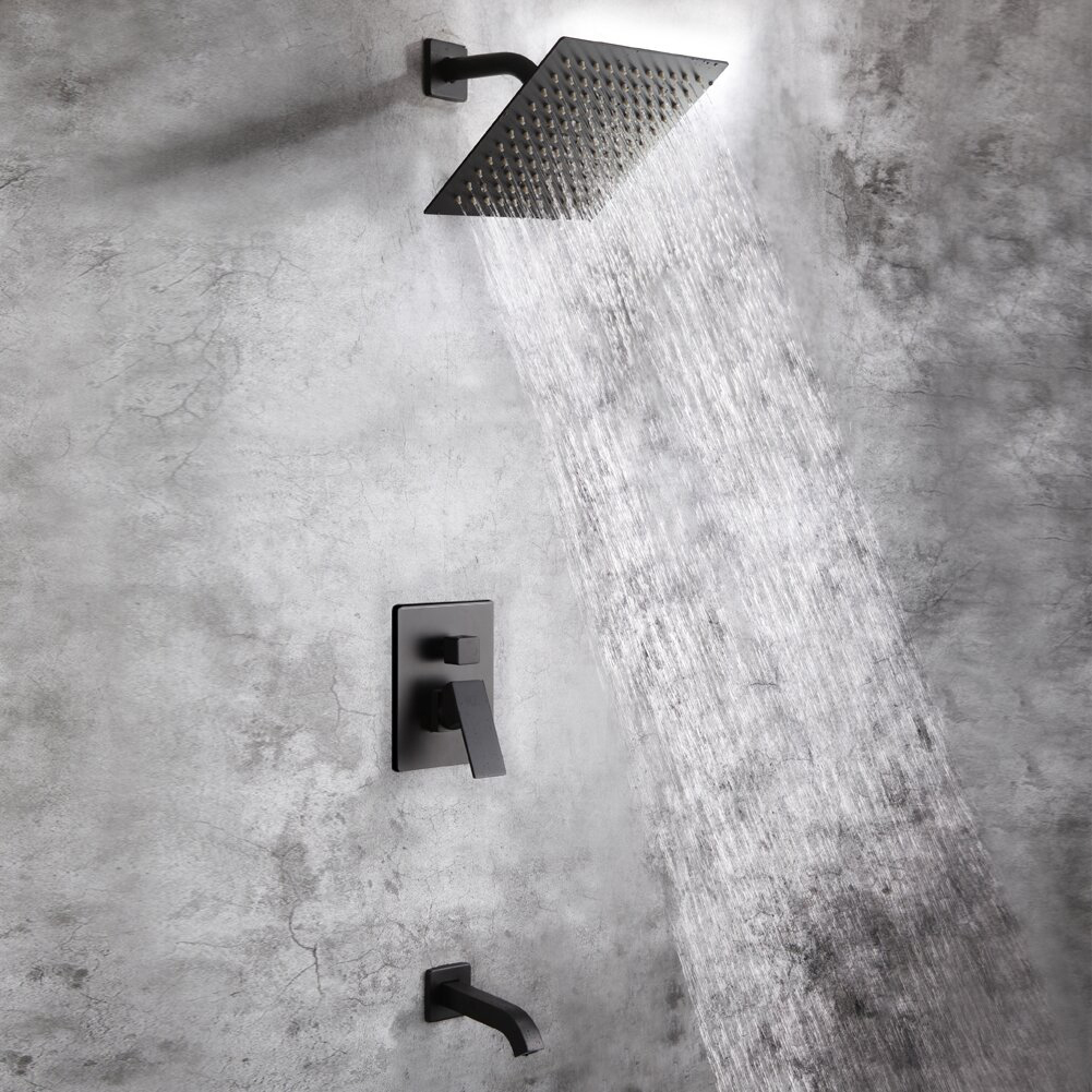 Produttore di sistemi doccia Aquacubic in Cina Set doccia monocomando nero opaco con bocca vasca