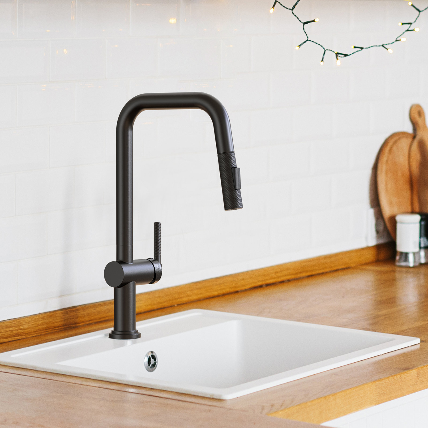 Rubinetto miscelatore per lavello da piano girevole americano CUPC da 360 gradi Rubinetto da cucina moderno in ottone nero