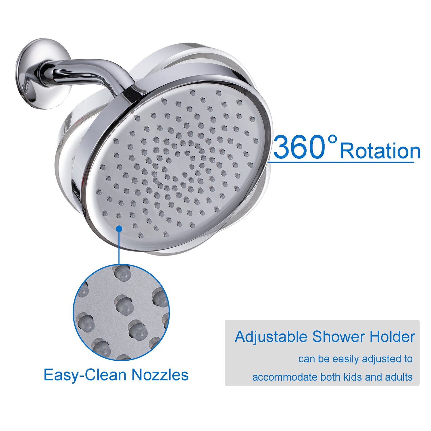 Soffione doccia a pressione Design-Best Soffione doccia a pioggia da 6 pollici Soffione doccia in nichel spazzolato ad alta pressione da 2,5 GPM
