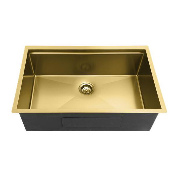 Aquacubic cUPC PVD Nano Luxury Golden 304 in acciaio inox a vasca singola sottotop lavello da cucina fatto a mano con sporgenza