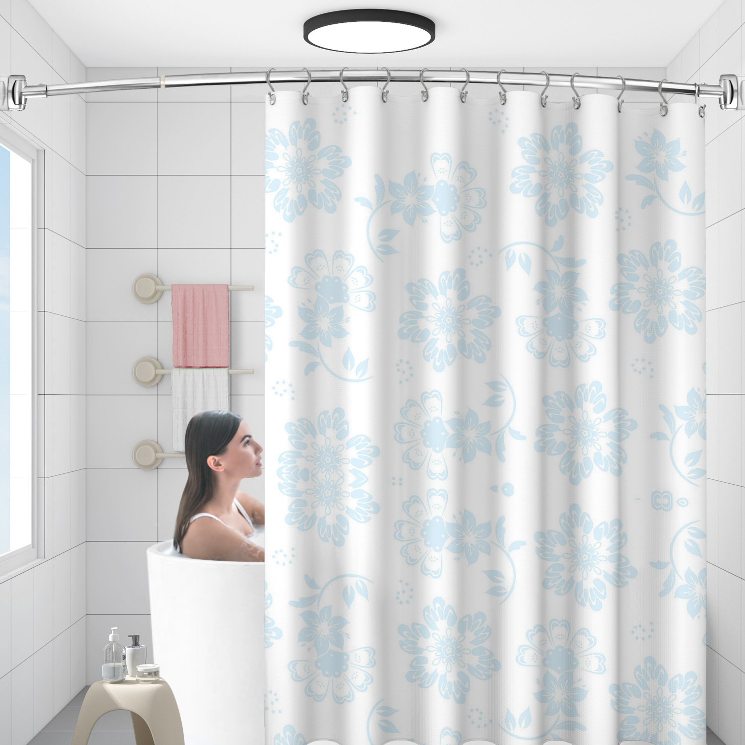 Squisite aste per doccia in acciaio inossidabile con curvatura arrotondata regolabile cromata personalizzate per vasca da bagno