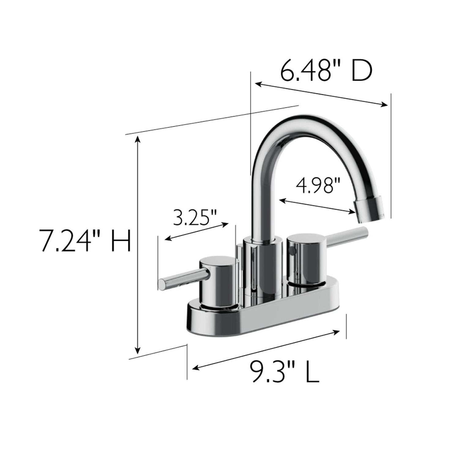 Rubinetto per lavabo moderno a 3 fori Rubinetto per bagno cromato da 4 pollici con 2 maniglie