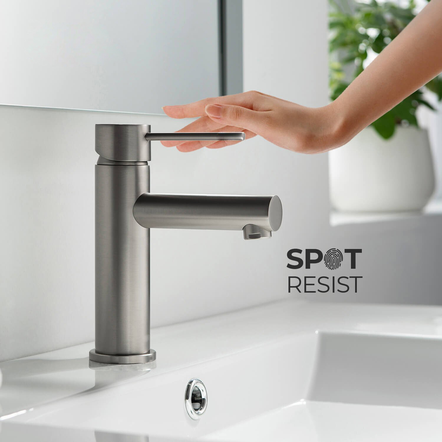 Rubinetto per bagno monoforo senza piombo spazzolato dal design unico