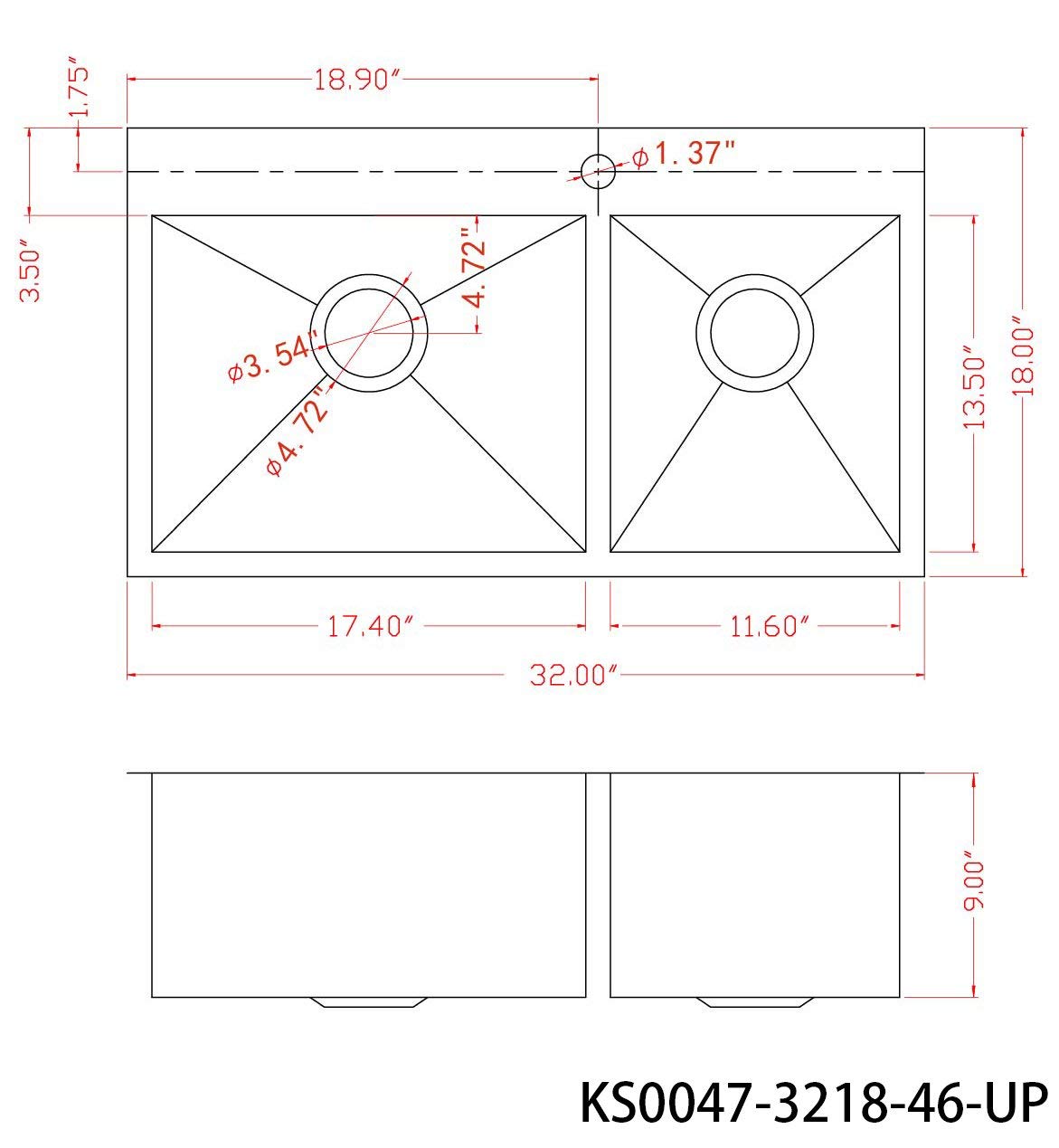 Lavello da cucina a doppia vasca realizzato a mano in acciaio inossidabile con foro per rubinetto