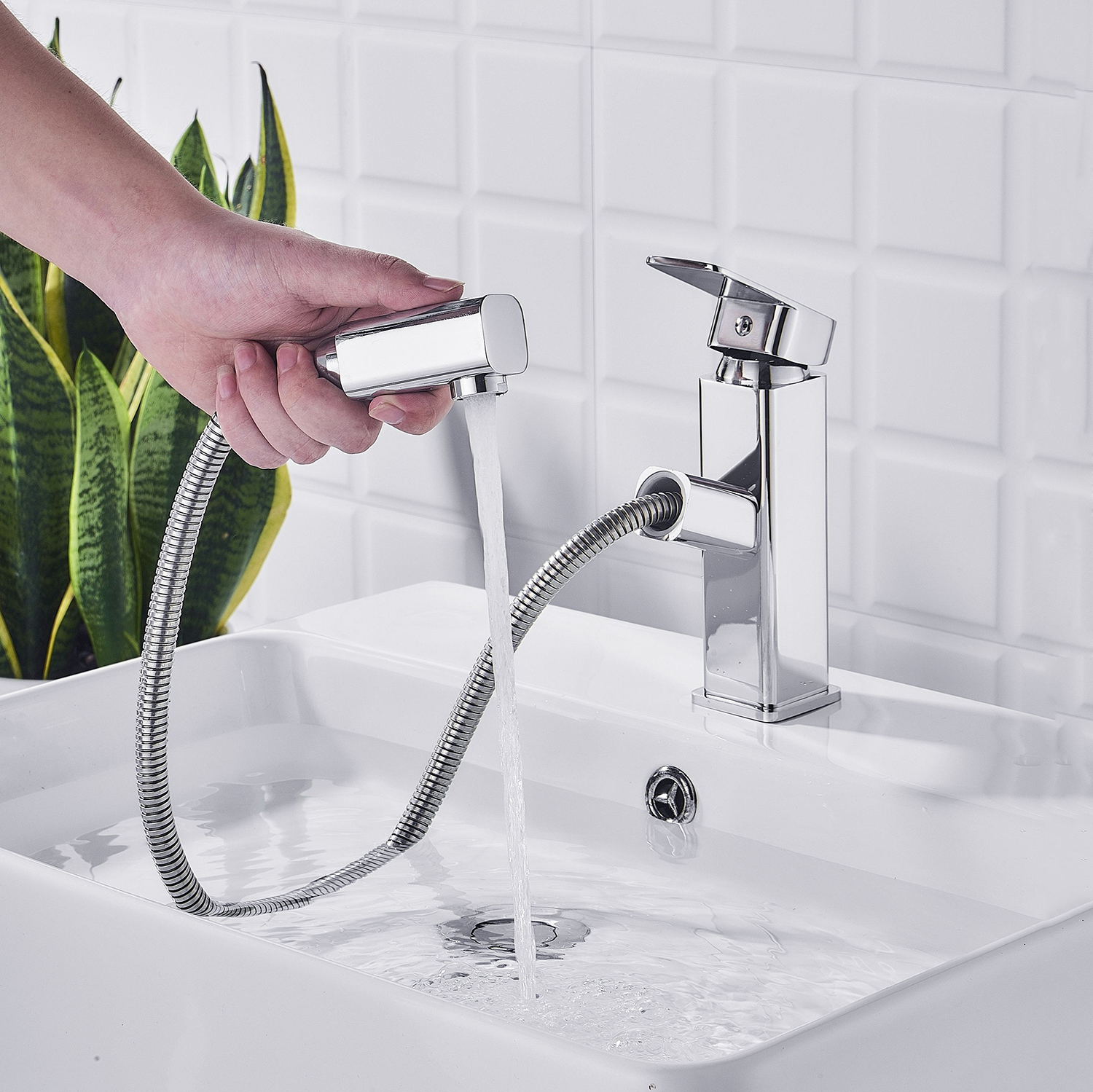 Rubinetto per lavabo a cascata con rubinetto per acqua calda e fredda con corpo in ottone di alta qualità