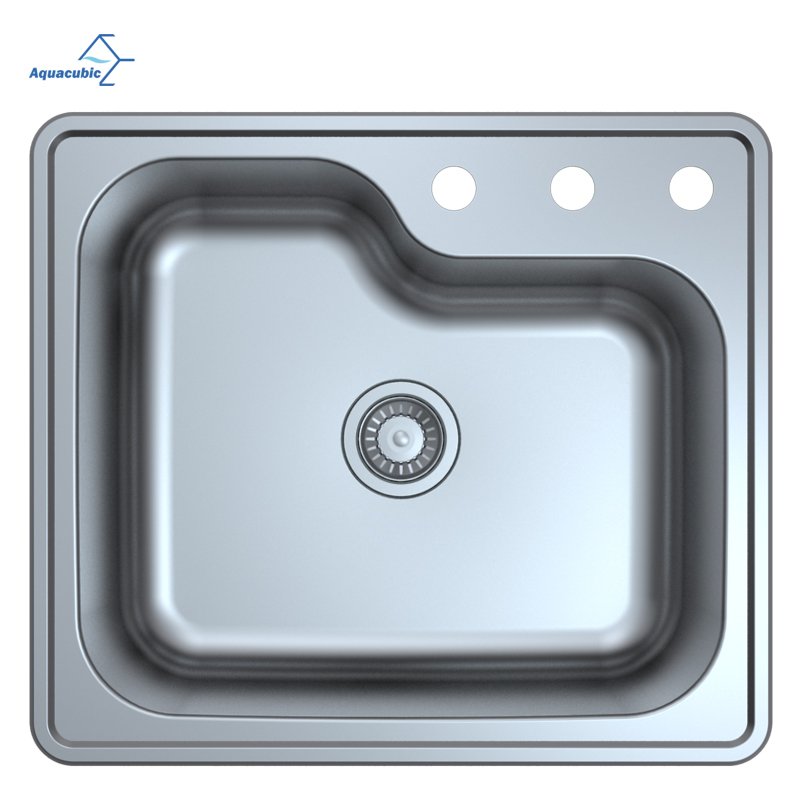 Lavello da cucina rettangolare a vasca singola in acciaio inox con montaggio dall'alto