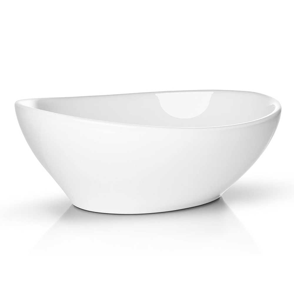 Lavandino da bagno in ceramica moderno a forma di uovo ovale bianco sopra il bancone